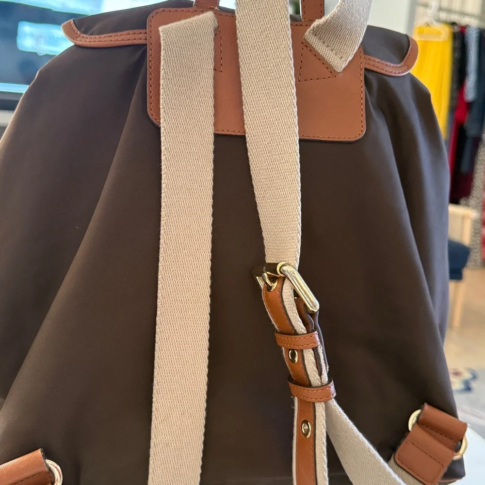 Michael Kors Dark Brown‎ Backpack with Tan Trim
